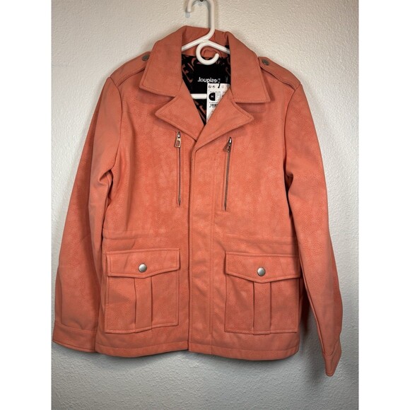 New Desigual Multi-Pocket Zip Front Jacket Coat Cinched Waist Salmon Pink Sz M - Picture 1 of 16